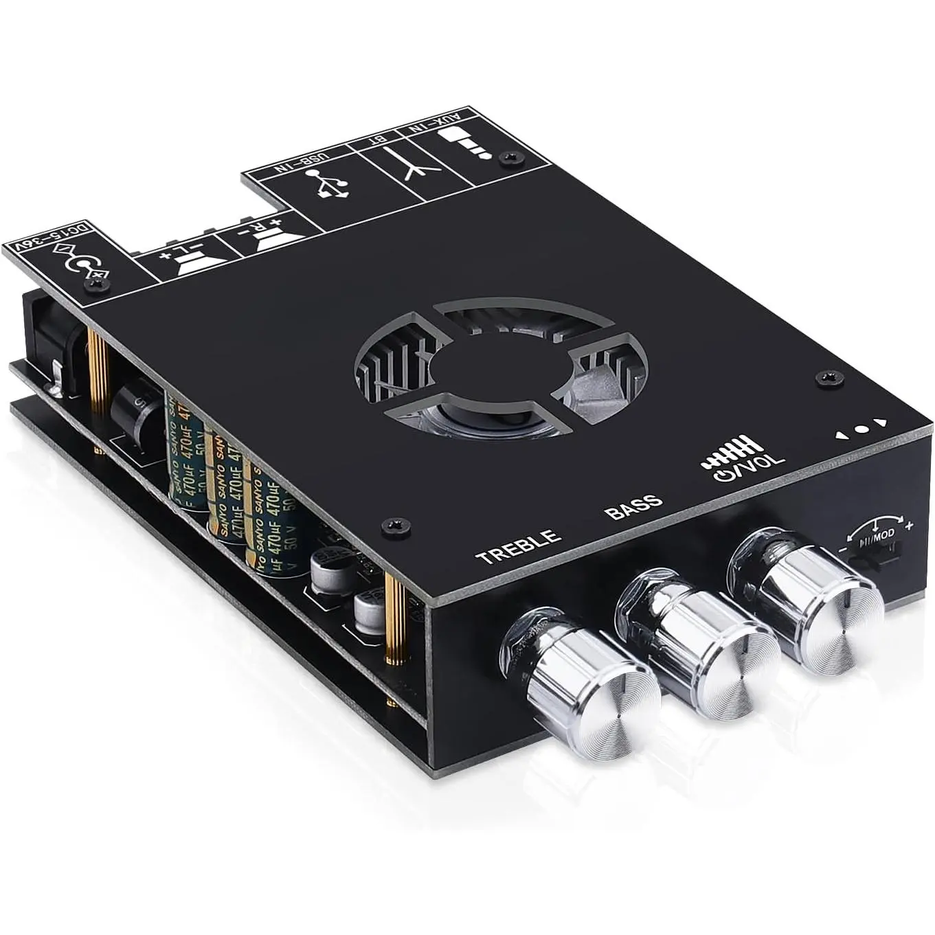 Audio Amplifier Board, ZK-1602T Bluetooth 5.0 Power Amp for Home Speakers| 2.0 Channel 160W+160W Stereo Mini Amplifier Module TDA7498E Chip W/TB, USB, AUX, DC 15-36V