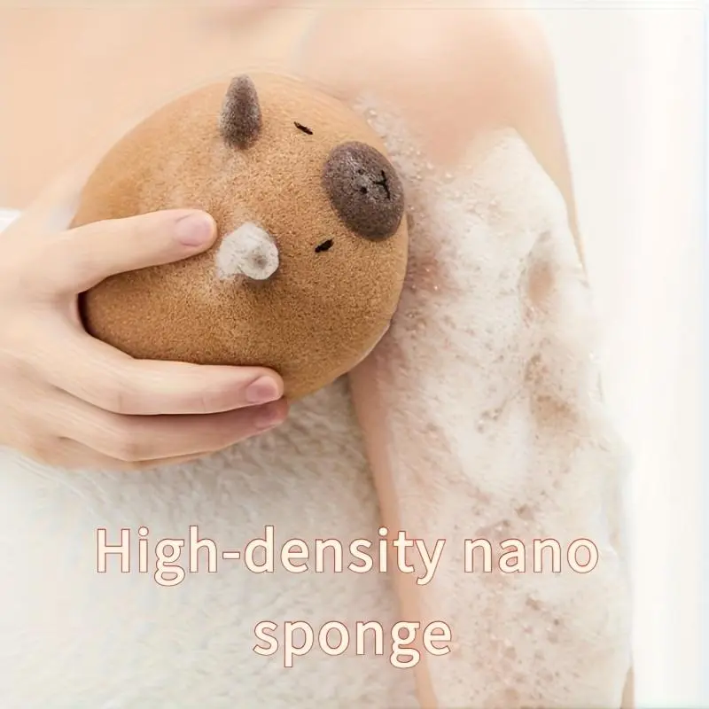 Cute Capybara-Shaped Bath Sponge - Soft, High-Density Nano Sponge, Gentle Exfoliating Shower Brush for Gentle Scrubbing, Foaming, And Cleansing - Perfect Gift for Spa-Like Experience at Home, Spa Gift Item | Durable Bath Sponge, Bath Accessory
