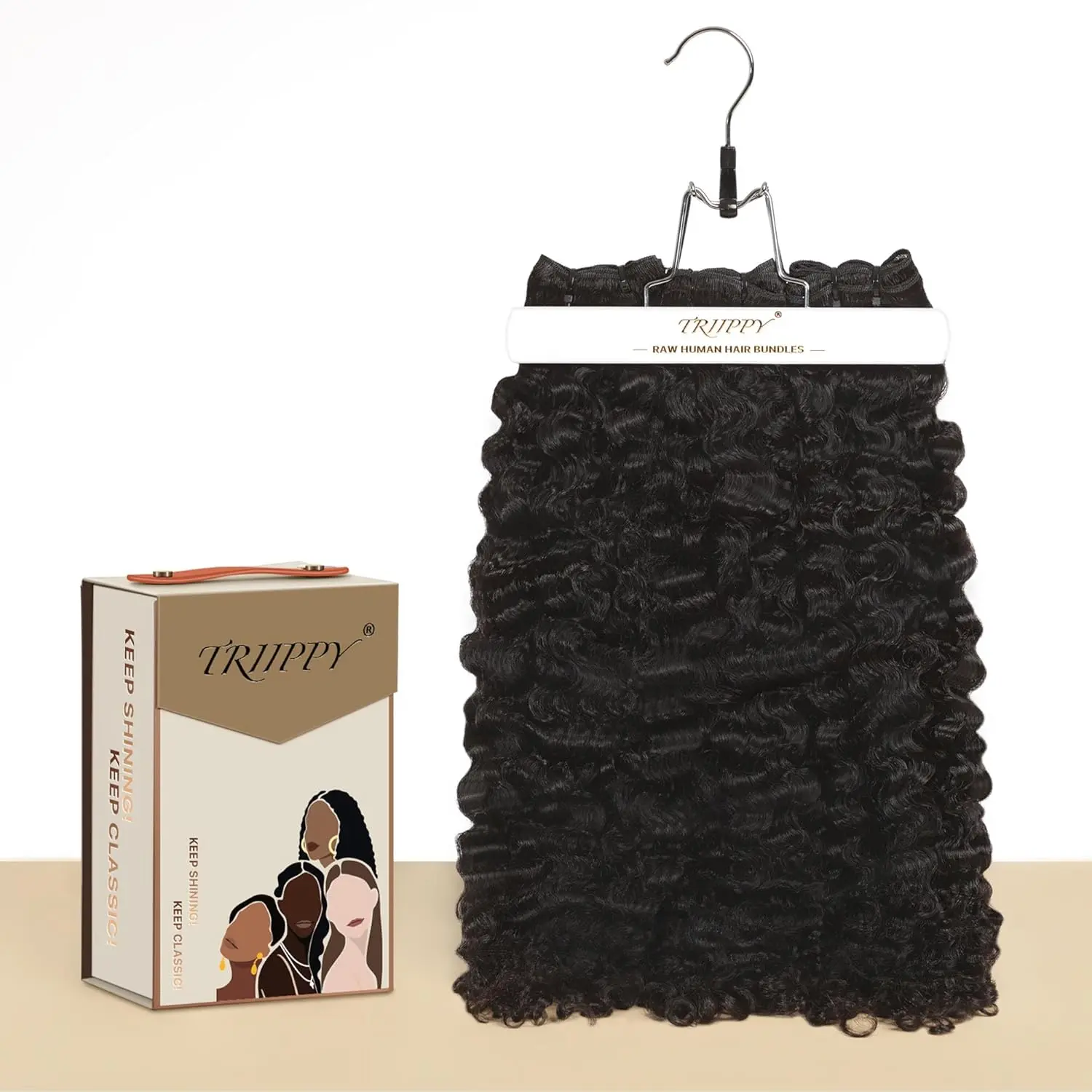 TRIIPPY Raw Lao lush Curly Bundles Human Hair,100% Cambodian Raw Hair Sew in Weave Double Drawn 3 Bundles,3X Lasting And Durable Over Virgin Hair,No.1 Raw Hair Brand On Amazon(16 18 20 Inch)