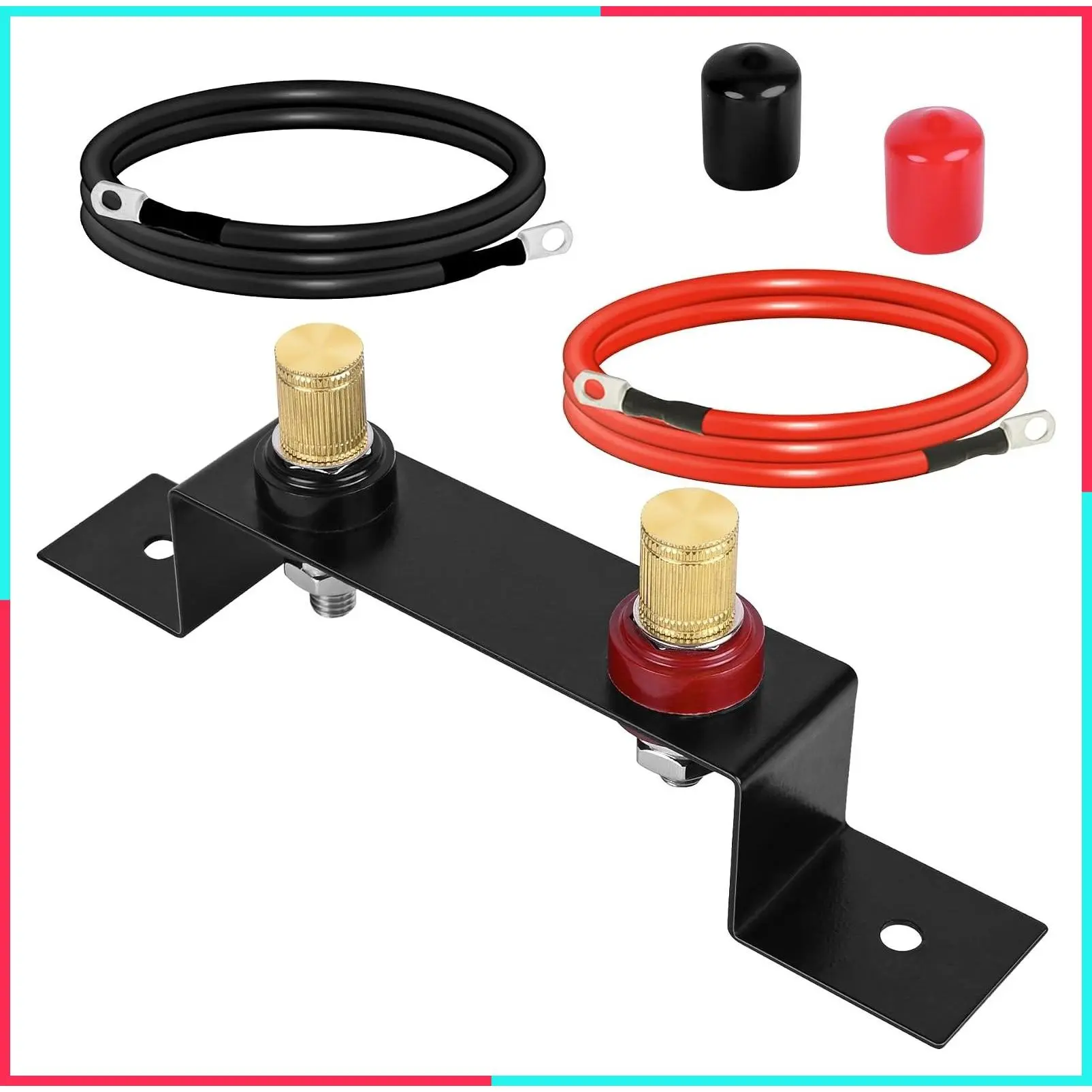 Heavy Duty Battery Relocation & Jump Post Kit with Remote Terminals, Charging Post, Bracket and Cable for UTV ATV Car Truck RV Tractor Boat