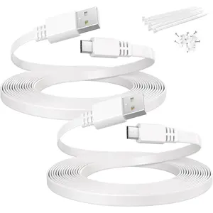 USB to  USB Extension  40FT 2Pack,Extra Long Flat  Power Extender Cord Wire for  Cam v4/Pan v2/OG,Blink Mini/XT2/Outdoor 3, Essential Spotlight/Pro 2/Q,YI ,Ring
