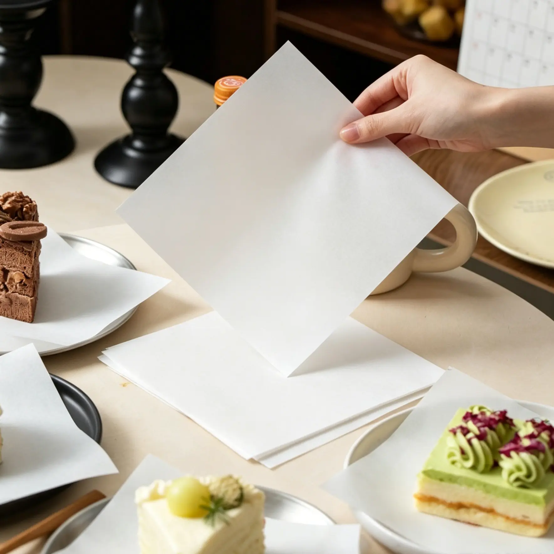 1 Pack Oil Proof Baking Paper, Greaseproof Paper Sheets, Parchment Paper Sheets, Non-Stick Food Liner for Bento Box, Cakes, Bread, Pastry, Bakery Table Mat, Food Wrapping Paper