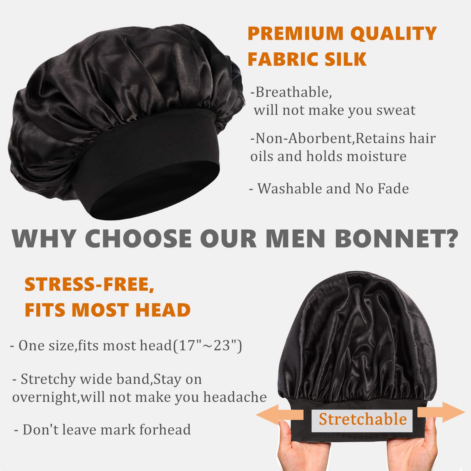 Luxurious Double Layer Satin Bonnet for Men and Women  Ultimate Sleep Cap for Curly Hair, Braids, and Hair Protection - Reversible Design