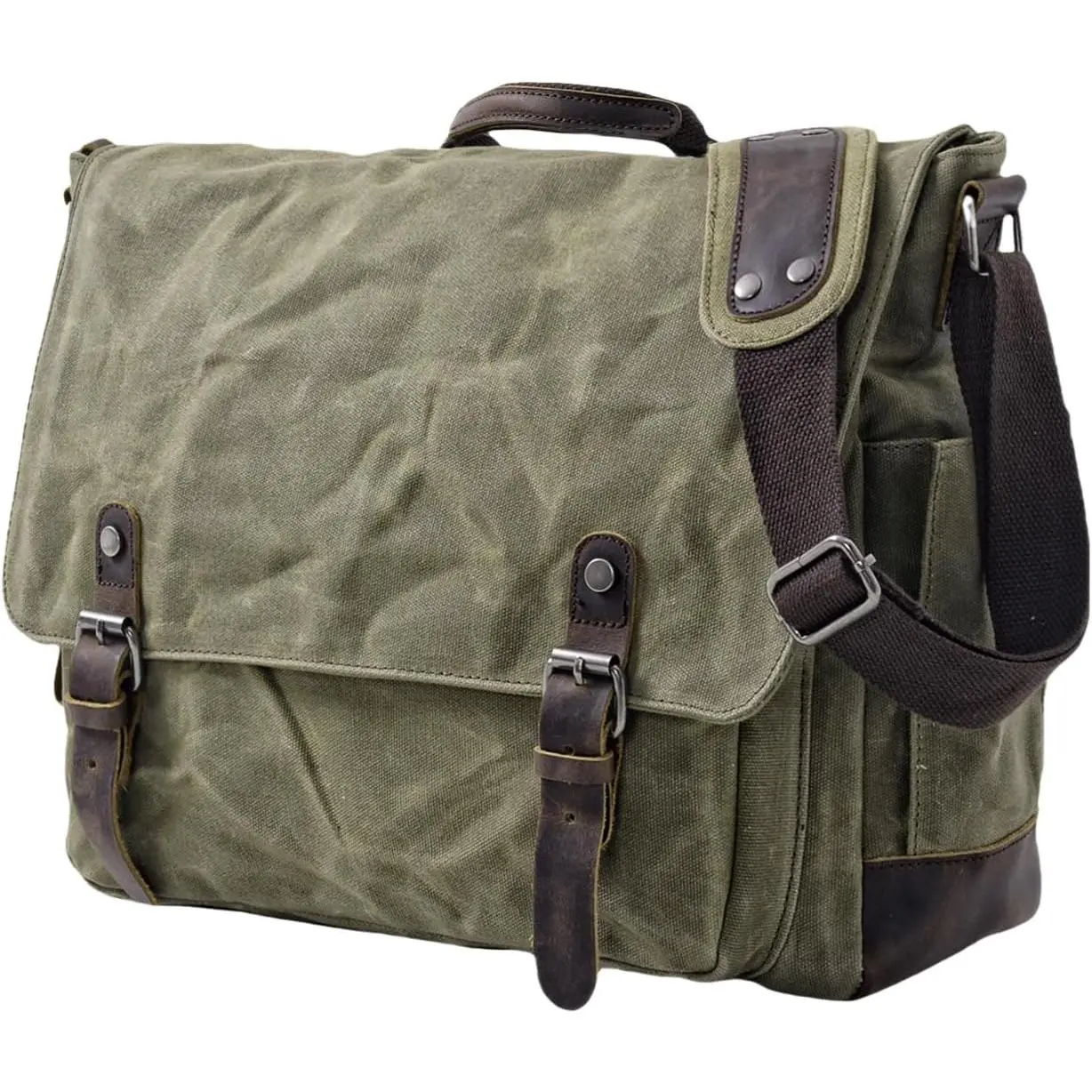 [Upgraded]  Messenger Bag, 15.6 Inch Laptop Crossbody  Bags, Heavy Water-resistant Canvas Satchel for Men