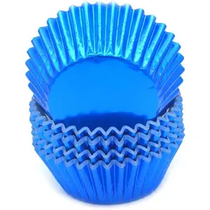 Standard Blue Foil Cupcake Liners Muffin Baking Cups for Party and More, 100-Count