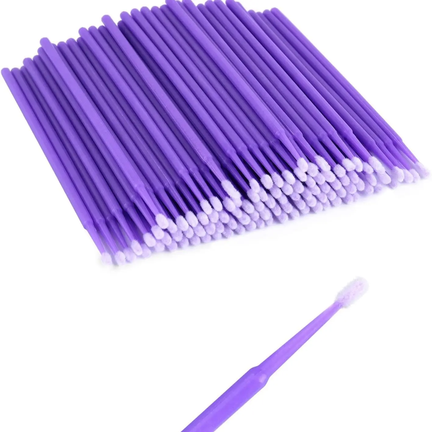 100 Disposable Micro Brushes, Small Brush Heads for Lash Cleaning, Ideal for Salon, Beauty and Personal Care, Dual-Ended Applicator, Smooth Application