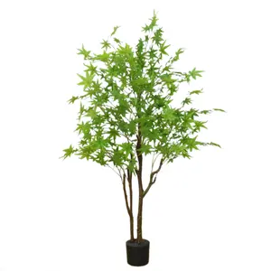 Artificial Maple Tree 5ft Tall — Realistic Faux Green Plant with Lifelike Leaves, No Maintenance Needed, for Indoor Home Living Room Office