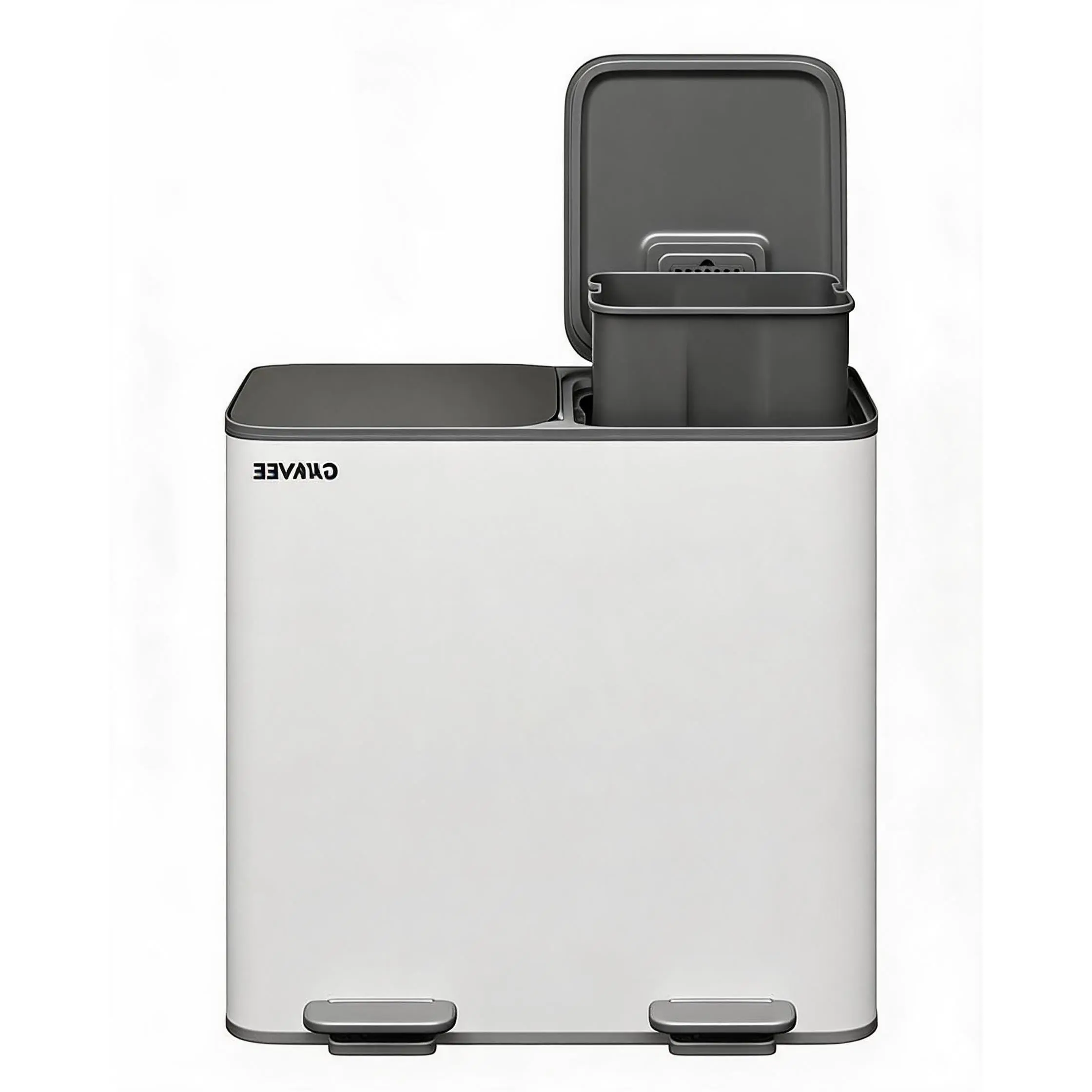 Stainless Steel Step Trash Can with Automatic Lid - 80L Double Compartment Kitchen Recycling Bin