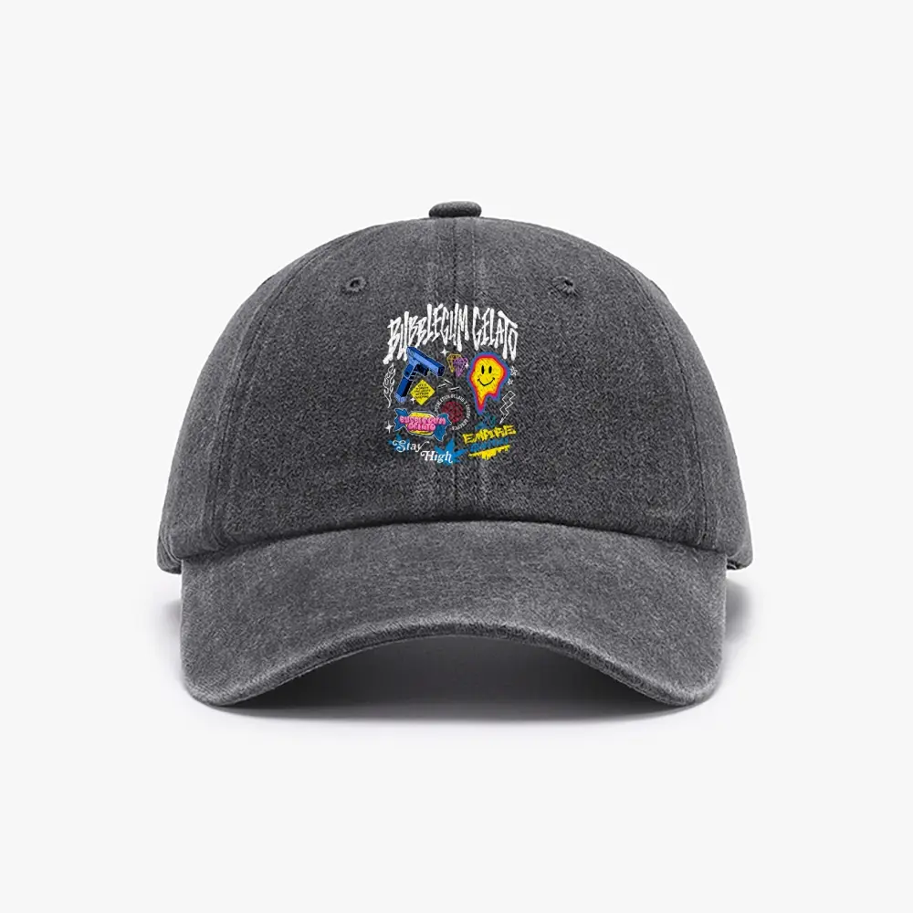 Vintage Washed "Stay High" Baseball Cap | Y2K Retro Distressed Stoner Dad Hat | Adjustable Unisex Grunge Trippy Cap