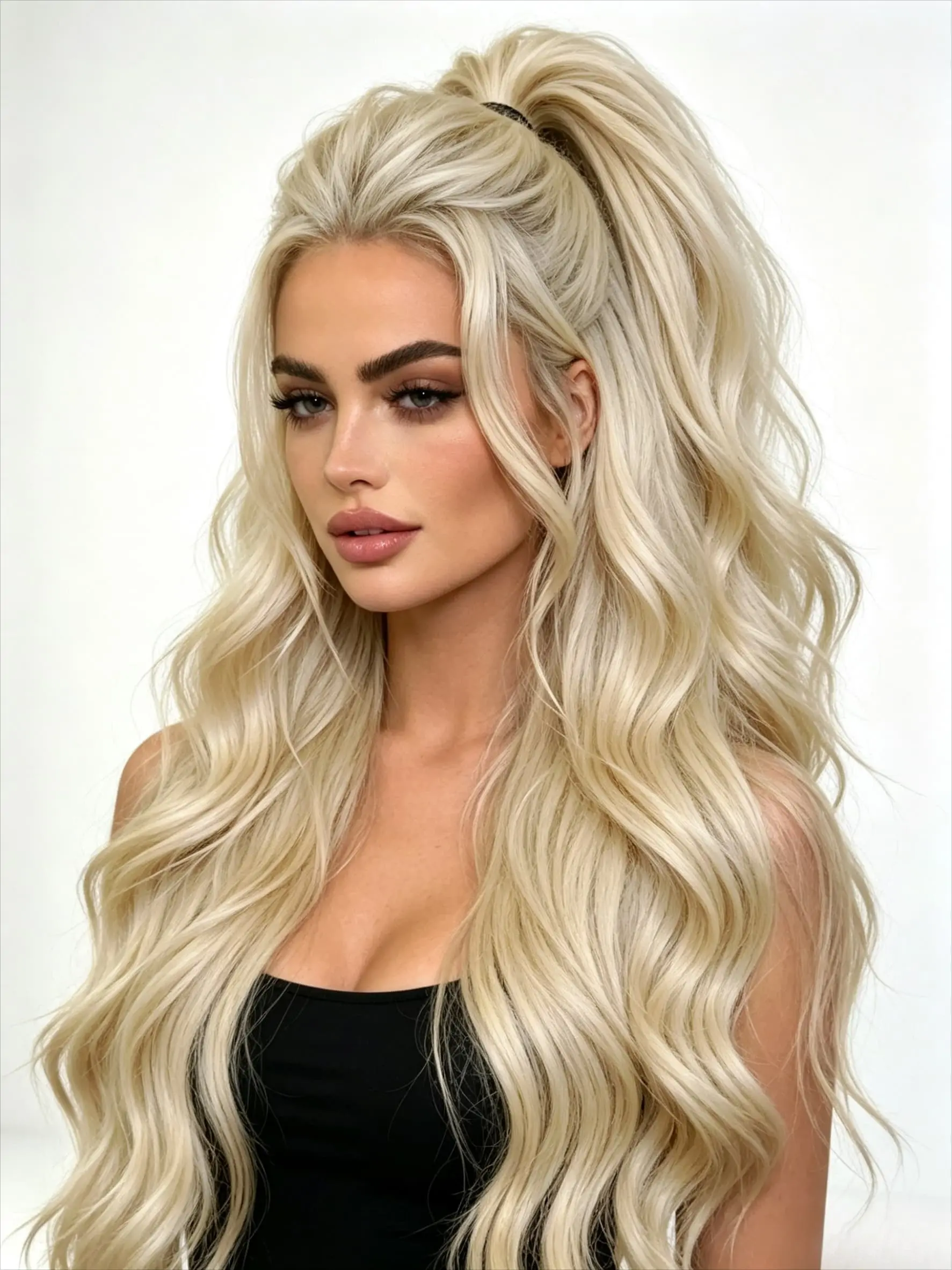 Long Wavy Synthetic Full Lace Wigs Ash Blonde Synthetic Lace Front Wigs for Women Blonde Body Wave Synthetic Wigs for Women 13x4 HD Lace Frontal Wig with Baby Hair Glueless Synthetic Wigs for Daily Wear Party Use