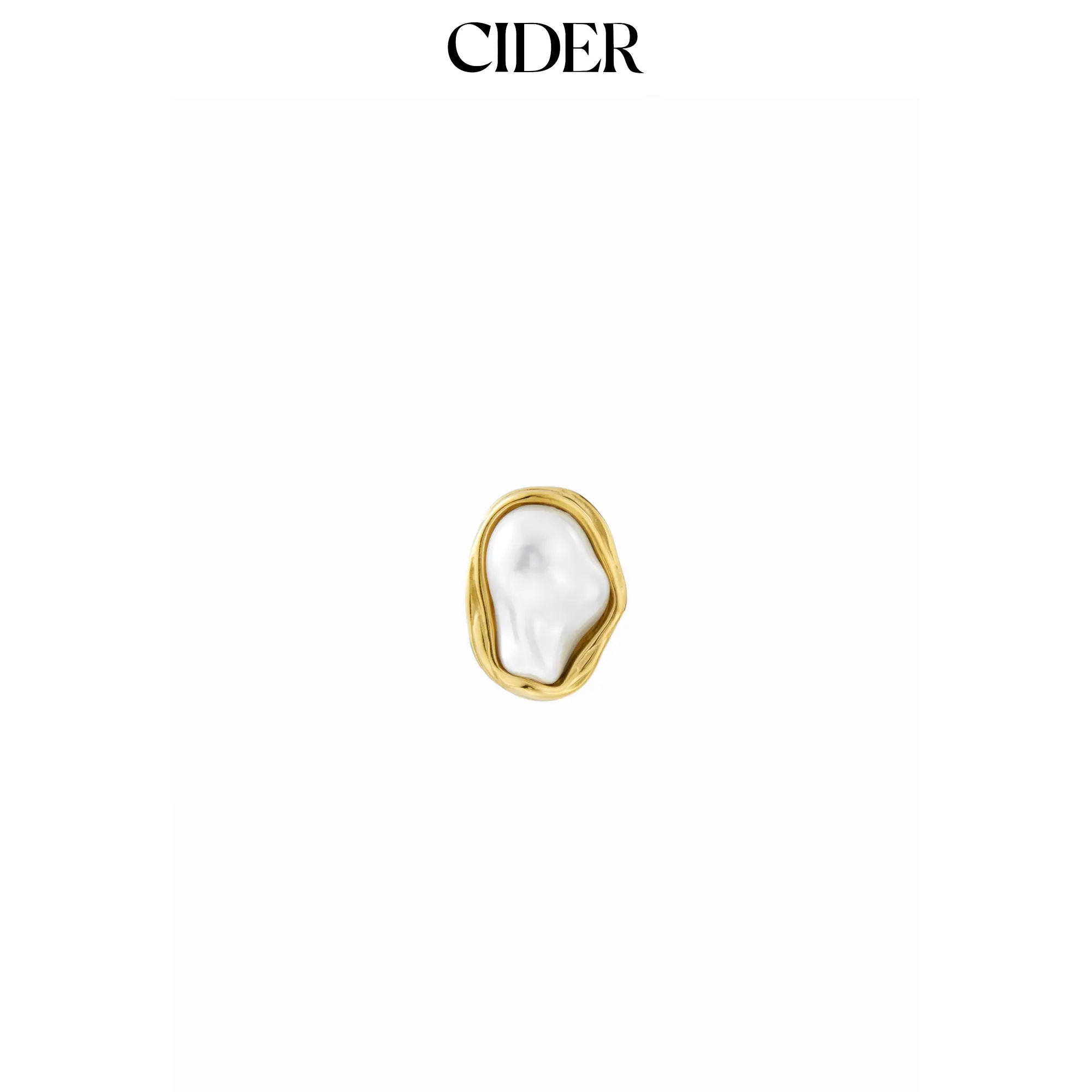 Cider BAROQUE FAUX  PEARL 18K GOLD PLATED STAINLESS STEEL OPEN RING