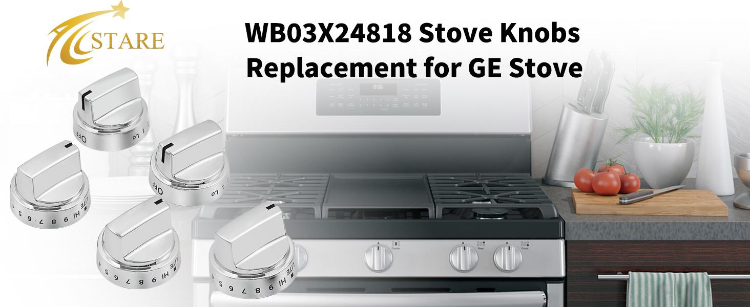 WB03X24818 Stove knobs Replacement Parts for GE Stove Parts Cooktop Knobs 222D5786P010 General Electric Gas Range Knobs Plastic Burner Control Knob GE Oven knob 1 Pc