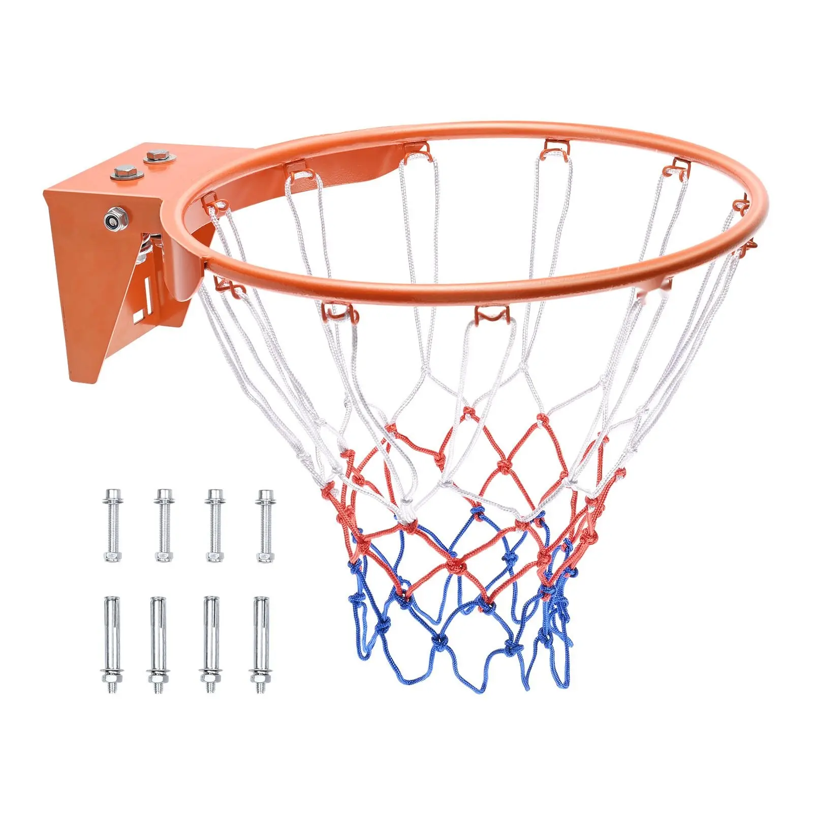 18-Inch Standard Size Heavy-Duty Basketball Rim Hoop With Net - Q235 Steel Flexible Replacement, Wall/Door Mounted, Indoor/Outdoor, Durable, Easy Assembly For Kids & Adults, Unisex