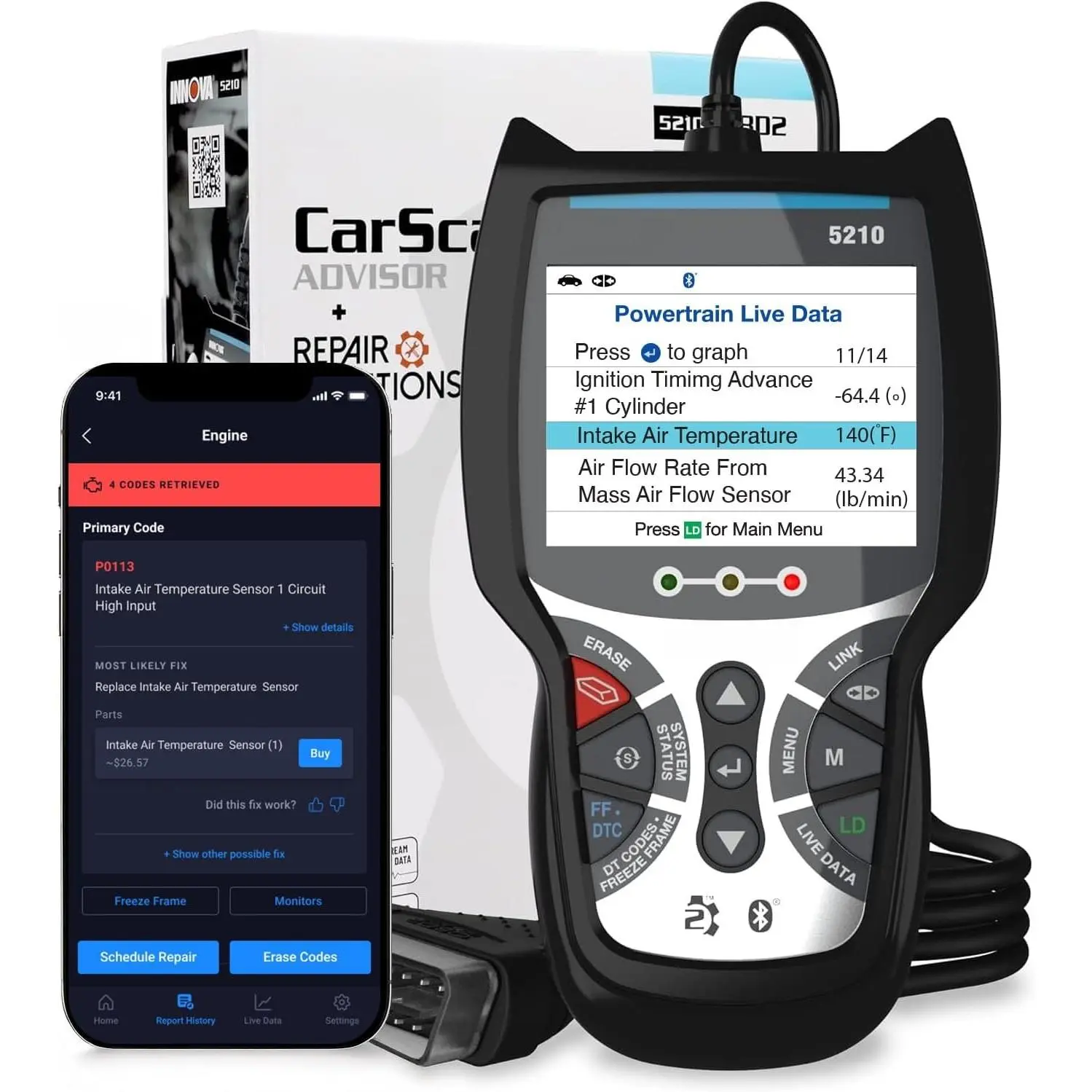 5210 OBD2 Scanner & Engine Code Reader,  Tester, Live Data, Oil Reset,  Diagnostic Tool for  ,  Compatible with 's Top  Repair App