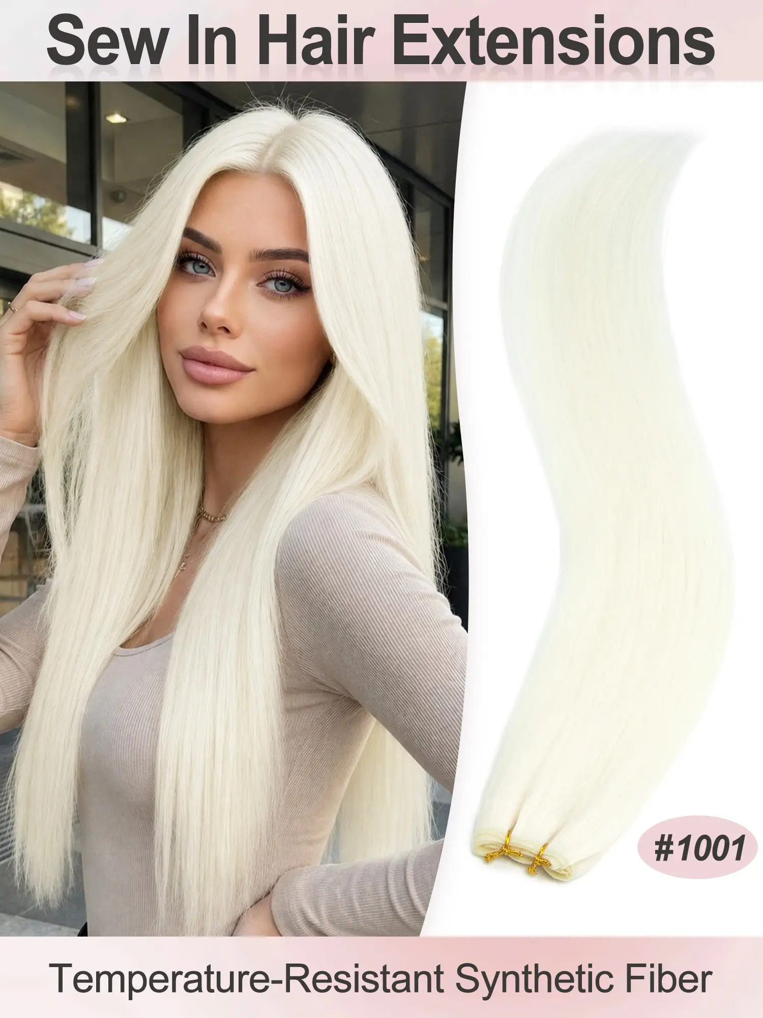 Sew In Double Weft Hair Extensions  26 Inch Weft Extensions Synthetic fiber material Color #2 Natural Black Double Weft Full Head Straight Hair Weaves 50 Grams Hair Weft Bundles Straight Hair