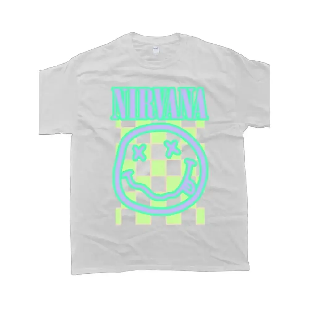 Blue Nirvana Smiley graphic tee on Oversized Women, Unisex Tshirt, Men's Clohtes, Women's Clothes, Cotton Menswear Womenswear Cotton
