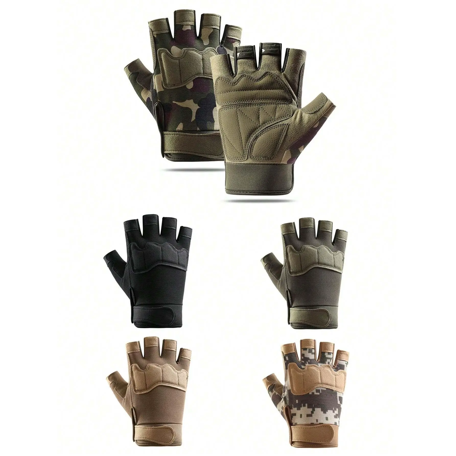 Tactical Half-Finger Gloves – Outdoor Cycling & Motorcycle Riding Protective Mitts, Viral TikTok Outdoor Gear & Action Sports Essential, Shock-Absorbing Anti-Slip Palm Grip, Durable Fingerless Athletic Hand Protection for Powersports