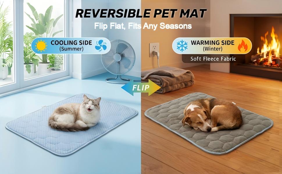 Dog Cooling Mat Q-MAX>0.5 Self-Cooling Mat for Dogs Crate Pad for Dogr, 2-in-1 Long-Lasting Cool Mats and Soft Kennel Pad for Dogs, Easy Washable Mat for Bed Crate Car