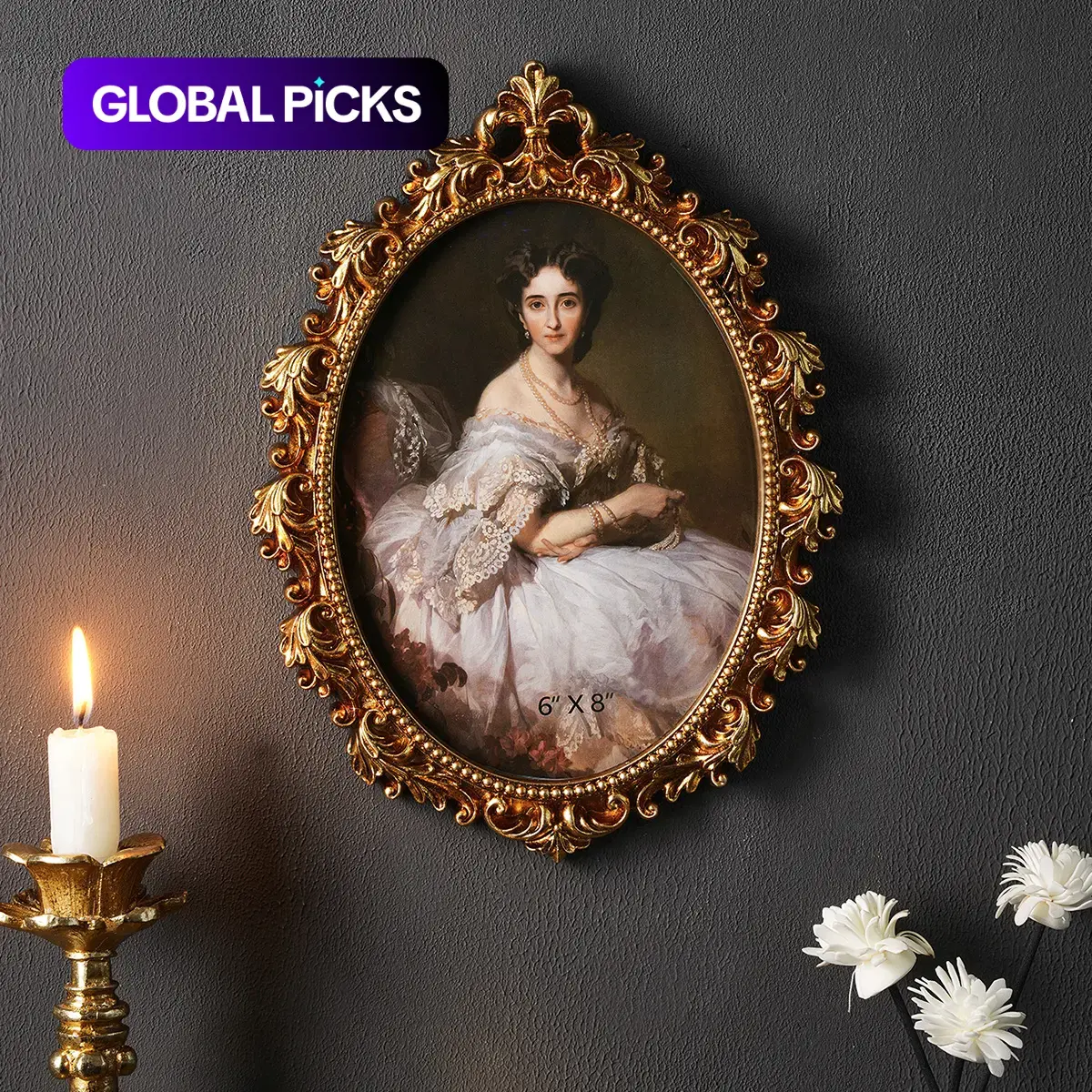 Vintage Resin Wall Frame, Gold Plated Frame, Picture Frame, 1pc Decorative Photo Frame for Living Room & Bedroom, Home Decoration Photography Prop, Photo Frames for Wall #GLOBAL PICKS