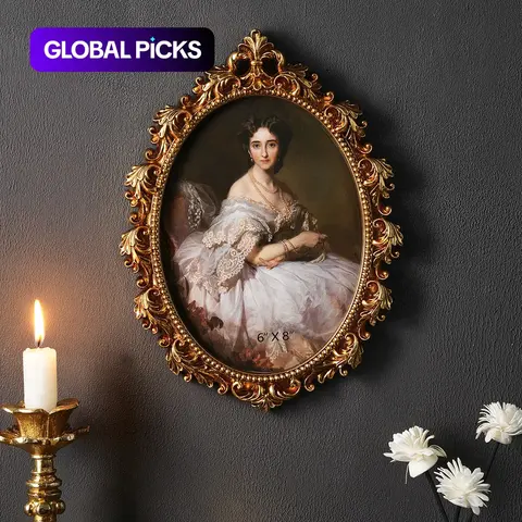 Vintage Resin Wall Frame, Gold Plated Frame, Picture Frame, 1pc Decorative Photo Frame for Living Room & Bedroom, Home Decoration Photography Prop, Photo Frames for Wall #GLOBAL PICKS