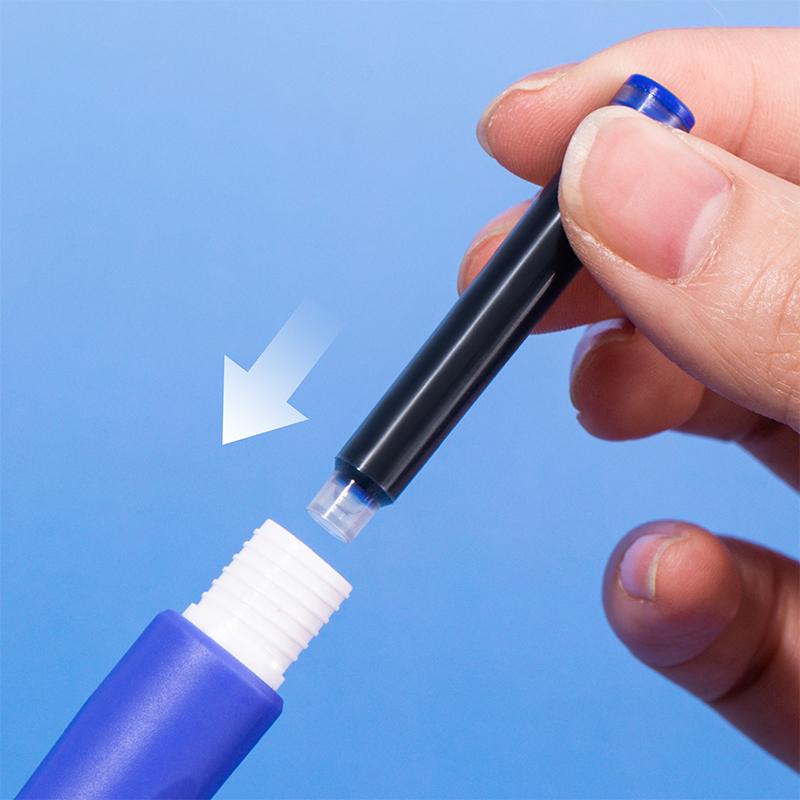 Set 2 simple posture fountain pens with starry sky pattern, blue theme, comes with 4 ink cartridges, replaceable ink cartridges, minimalist style, smooth continuous ink flow, quick drying, DIY study office writing, large capacity fountain pen set