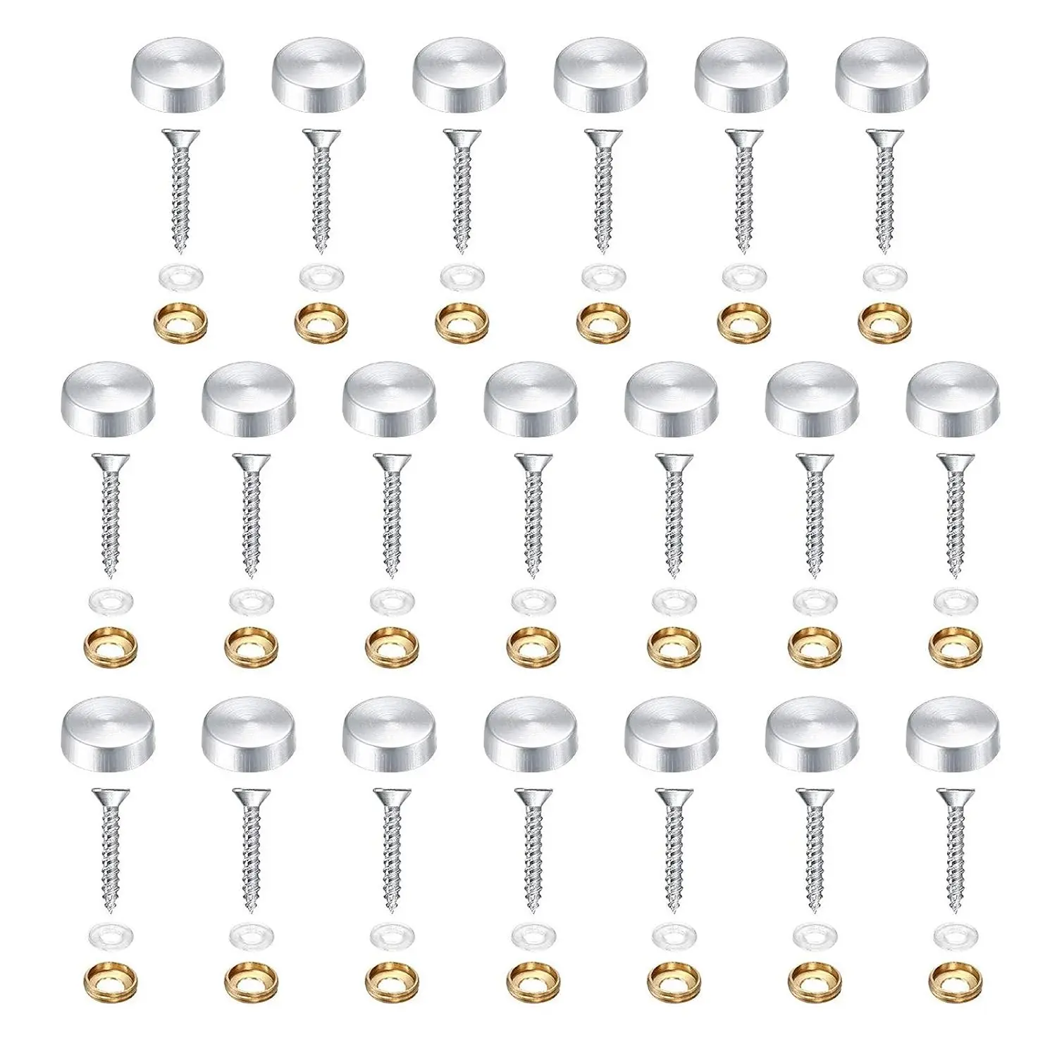 Screw Cap Covers Decorative Mirror Screws, Stainless Steel Screw Cap/Cover | 16mm Dia. 20 count Decorative Screw for Mirror, Sign/Advertising Hardware, Nails,  Tables, Wardrobes Glass Furniture