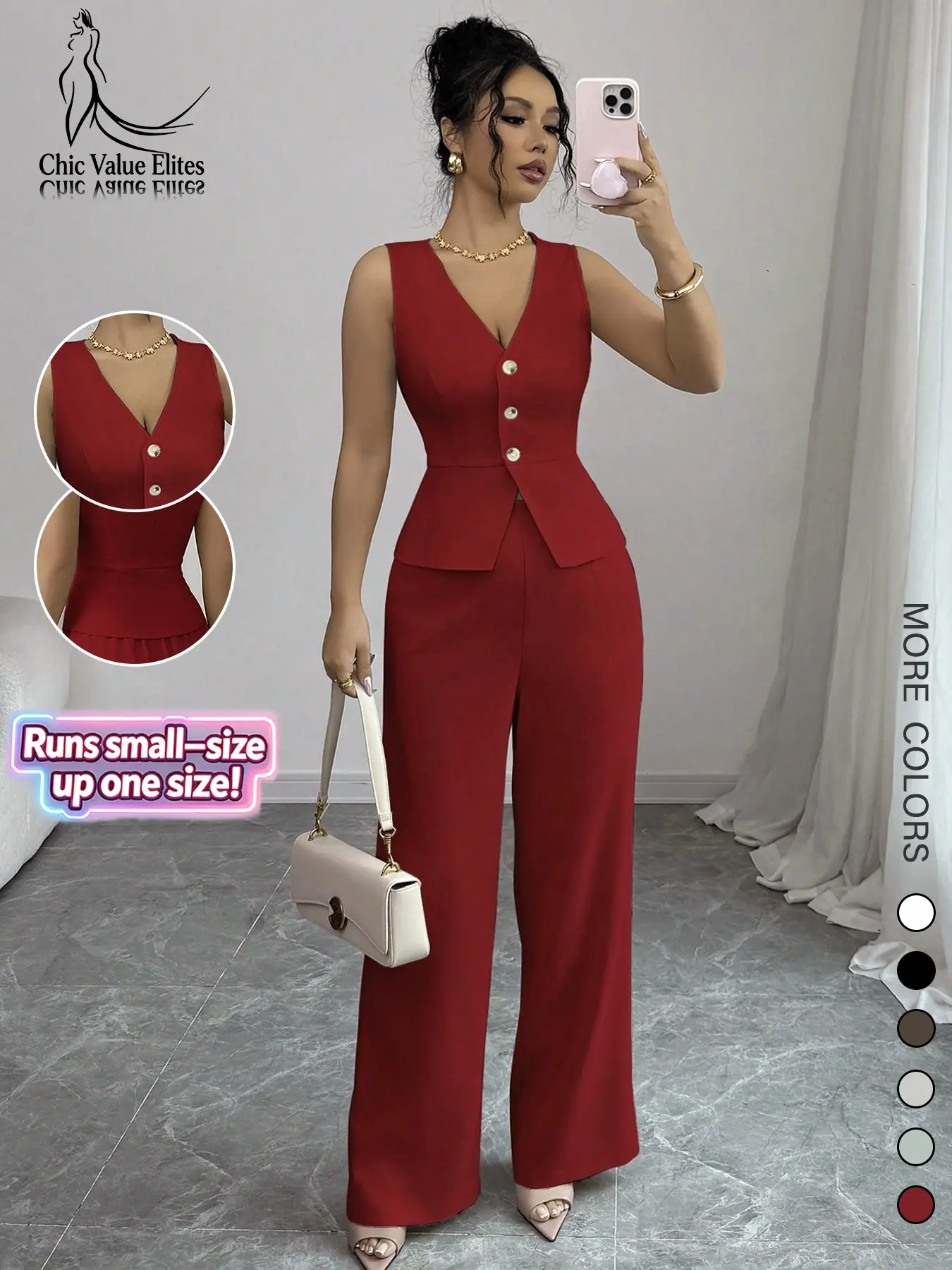 2026 Spring Summer European Style Chic Sleeveless Slim Fit Vest Two-Piece Set, Fashion Elegant Suit Vest and Pants, Casual Daily Wear