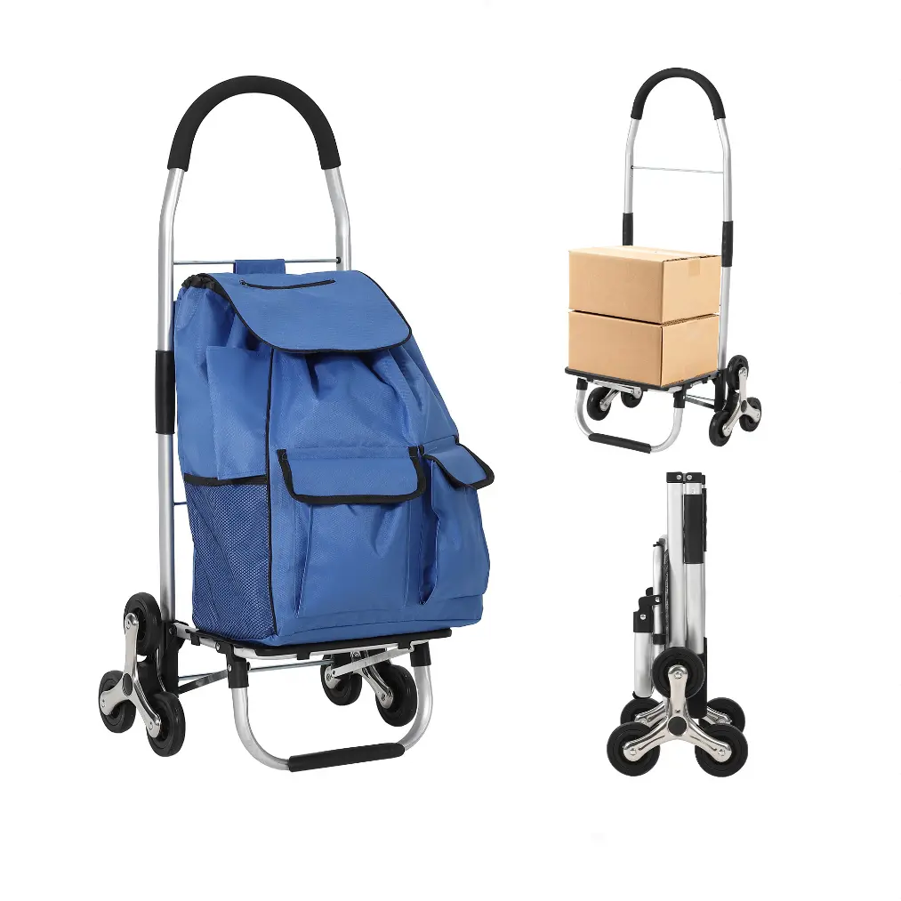 3-in-1 Heavy Duty Folding Hand Truck - Convertible 6/10-Wheel Stair Climbing Dolly - 330 lbs Capacity - Telescoping Handle - Removable 36L Oxford Bag - Aluminum Frame Platform Cart for Home, Office, Warehouse