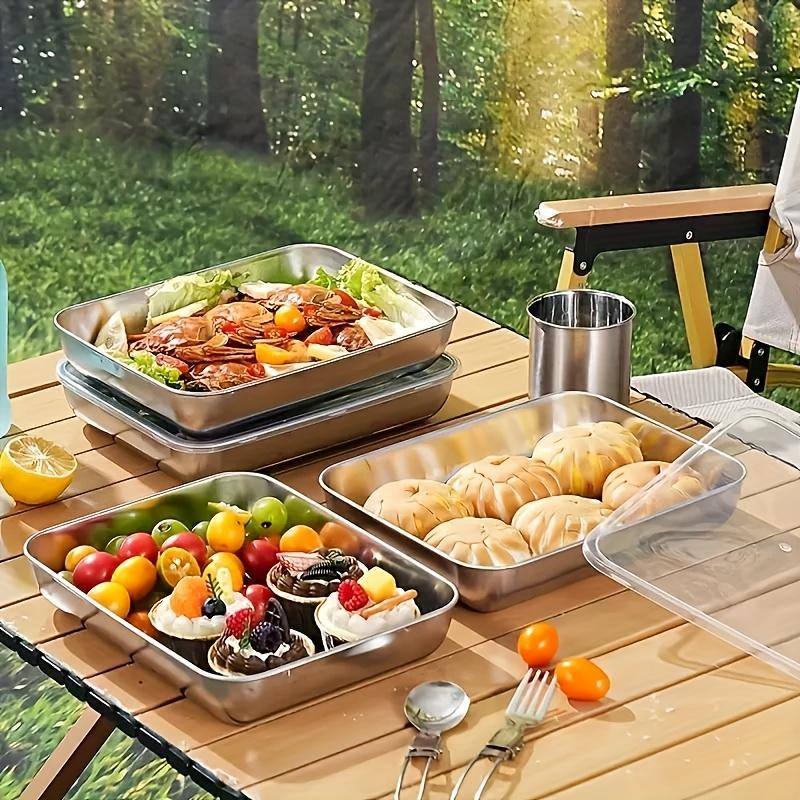 Buy 2 Get 1 Free! 3 Stainless Steel Food Storage Containers – Free Lids & Durable Baking Trays, Reusable & Easy to Clean |   Great for Picnics, Meal Prep, Fridge Storage (Kitchen Essential)