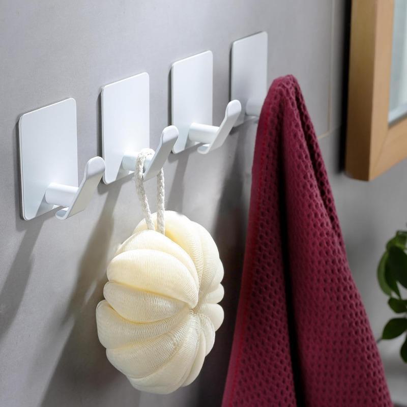 Wall Mounted Hook, Stainless Steel Wall Hook, Rustproof & Oil Proof Self-adhesive Hook for Kitchen & Bathroom, Modern Home Organizer
