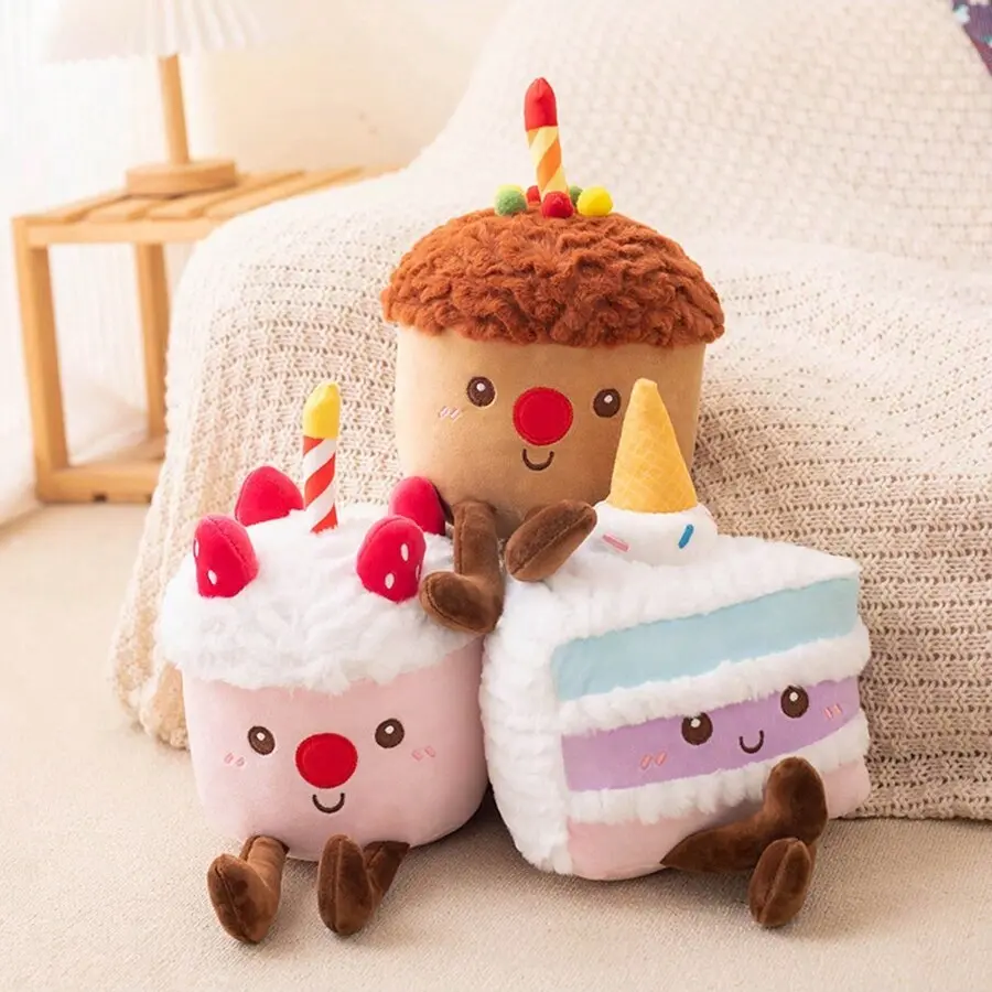 Cute Birthday Cake Plush Toy, Perfect for Birthdays, Parties, Home Decor, Kids' Gifts, New Year, Christmas Presents, Soft and Adorable