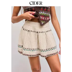Cider [size 2-10] Knit Wool-blend Mid Rise Graphic Mini Skirt Dealsforyou
