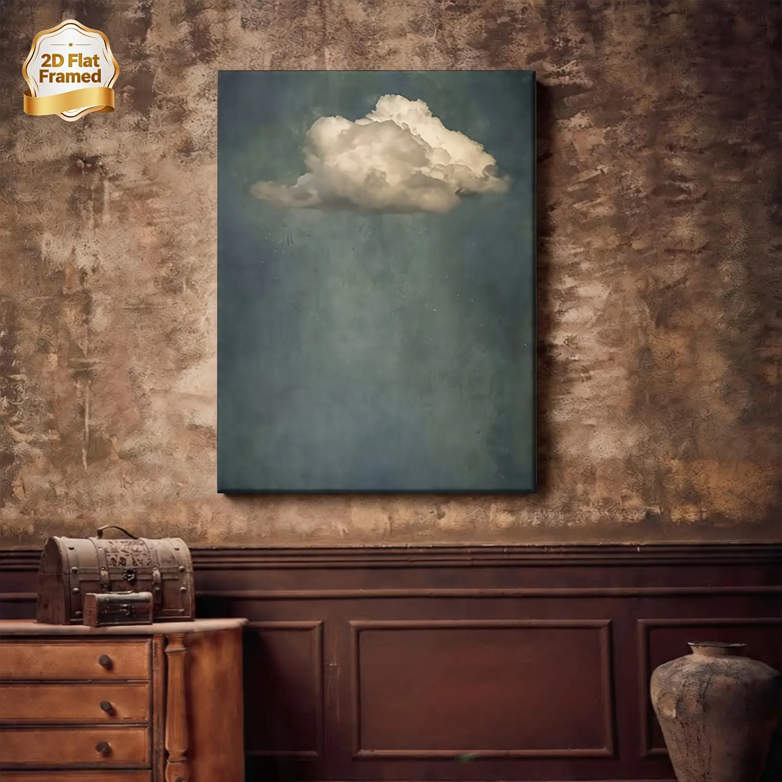 Modern Minimalist Framed Floating Cloud Canvas Wall Art - 1 Abstract Print, Home Decor for Living Rooms, Bedrooms, Hangable via Hook