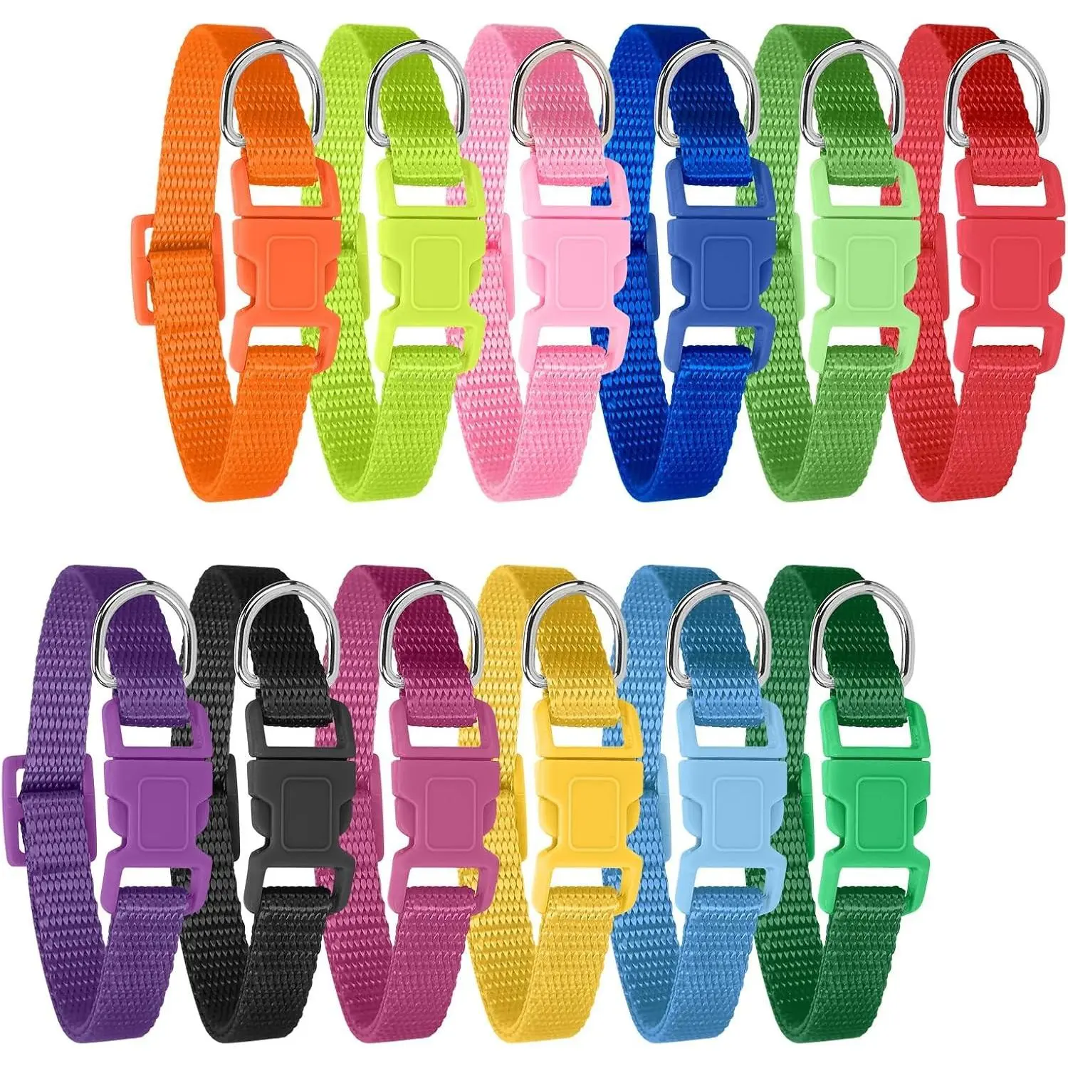 12 Pack Adjustable Puppy ID Collars Soft Nylon Whelping Collars for Newborn Litter Pets