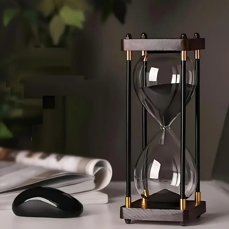 60-Minute Vintage Glass Frame Hourglass - Home Decor Clock, Kitchen/Competition Timer for Cooking, Learning, Office Use, Ideal for Christmas, Thanksgiving Gift