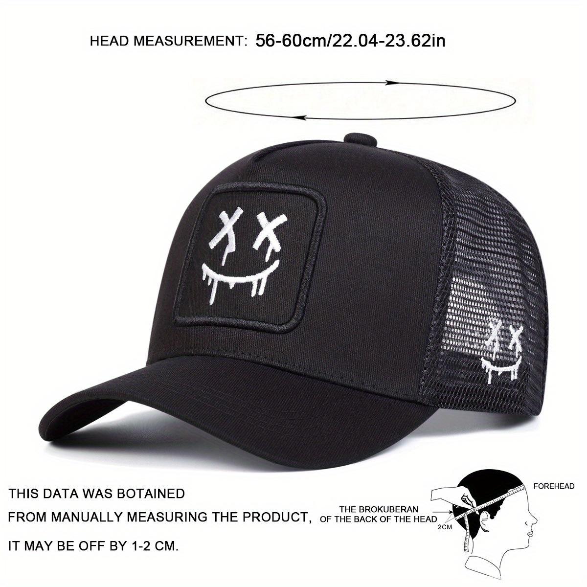 Unisex Cartoon Ghost Face Embroidered Baseball Cap Mesh Hat Outdoor Sport Adjustable Sunscreen Leisure Hat Spring Autumn Travel Tourism Beach