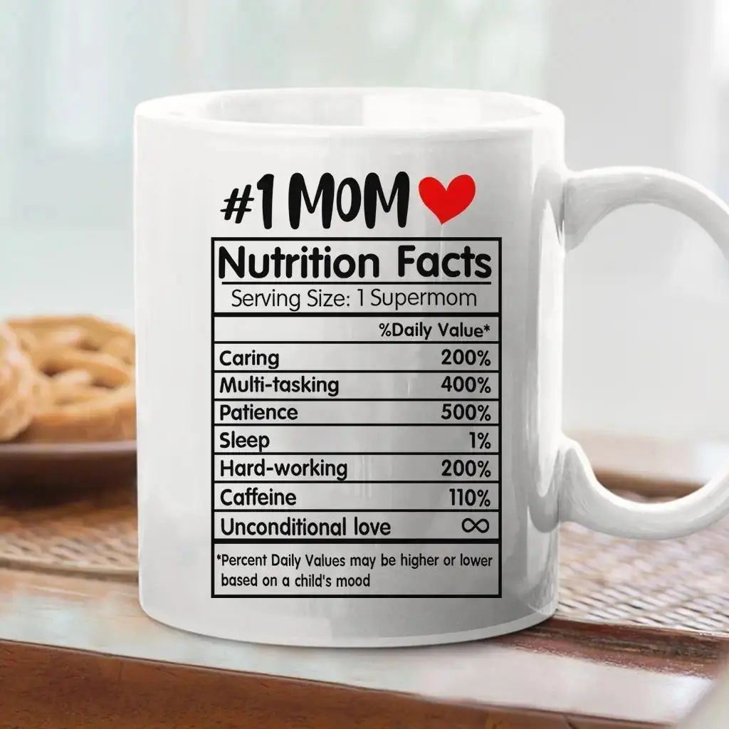 Stylish Ceramic Beverage Mug - Best Mom Ever Mothers Day Gift from Daughter Son, Mom Nutrition Facts Mug - mth10308