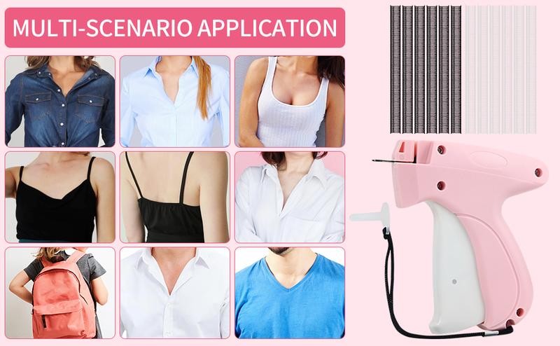 Quick Clothing Fixer Sewing Gun Garment Repair Tool Clothing Label Gun 4000 Fasteners (2000 White + 2000 Black) Clothing Label Gun 6 Needles Quick Stitch Cloth Fixer Pink
