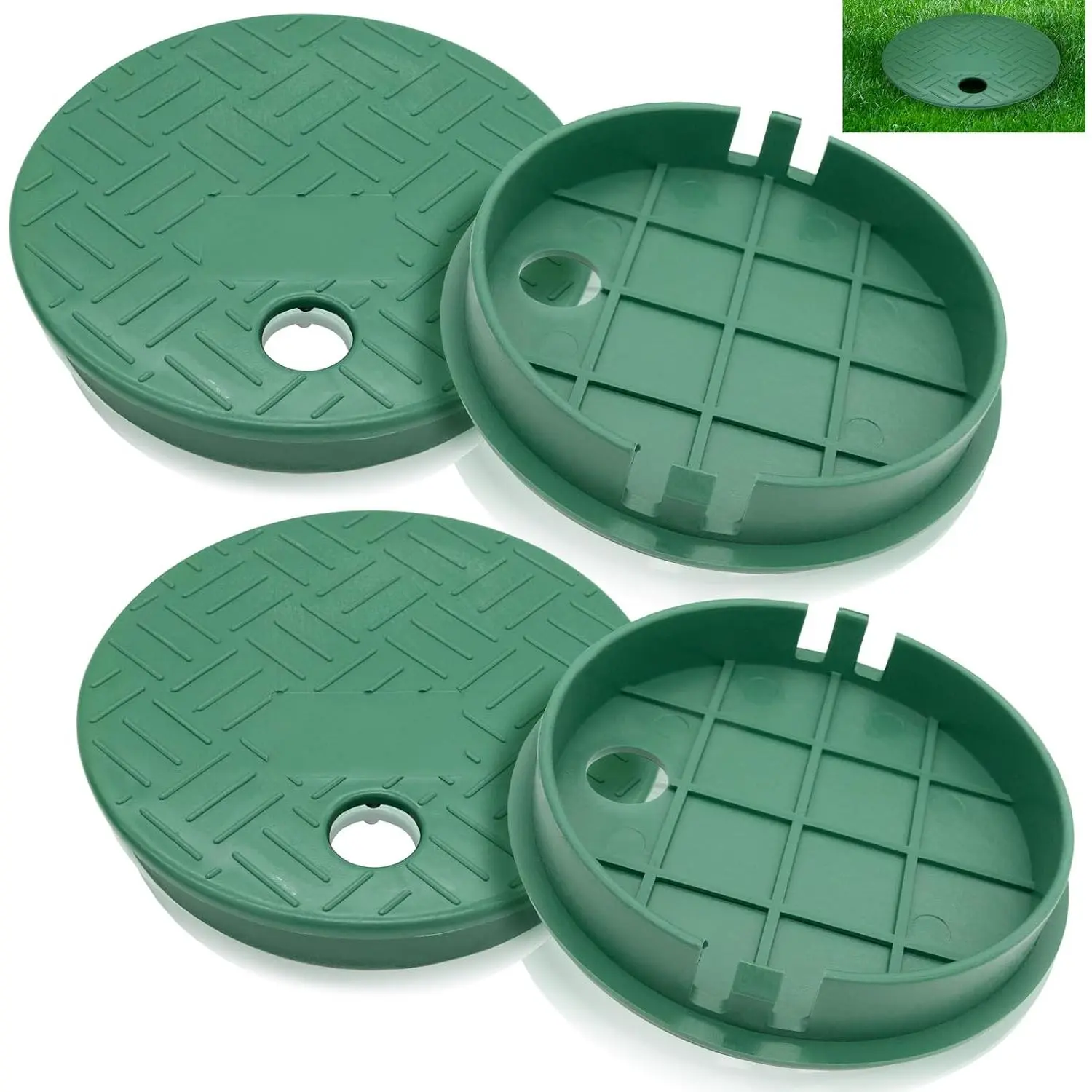 4 Pack Sprinkler Valve Cover, Valve Box Cover Lid for Sprinkler Irrigation System, 5.5" ID 6" OD Irrigation Valve Box Cover for Garden Outdoor Lawn and Yard Sprinkler Irrigation System