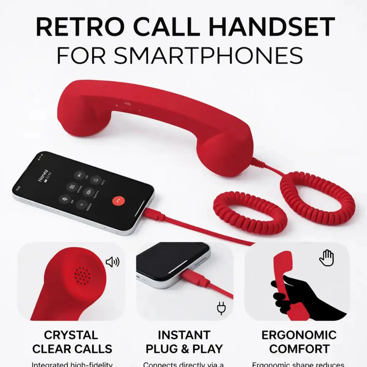 Y2K Retro Phone Microphone |   External Lavalier/Lapel Microphone |   Hands-Free Calling for Seniors with Clear Sound and Volume Controls |   Compatible with Smartphones, Tablets, and Computers Available in Multiple Suitable for Lightning and type-c sohoc