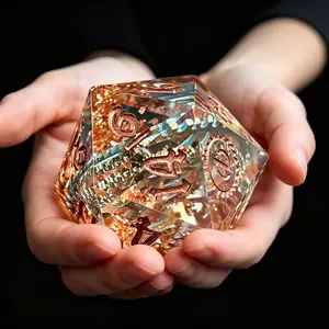 DND Dice, Sharp-Edged Resin Dice, D20 with Gear, for Gear D&D Dice RPG Role-Playing Games, for Dungeons & Dragons Polyhedral Dice, includes gift box.