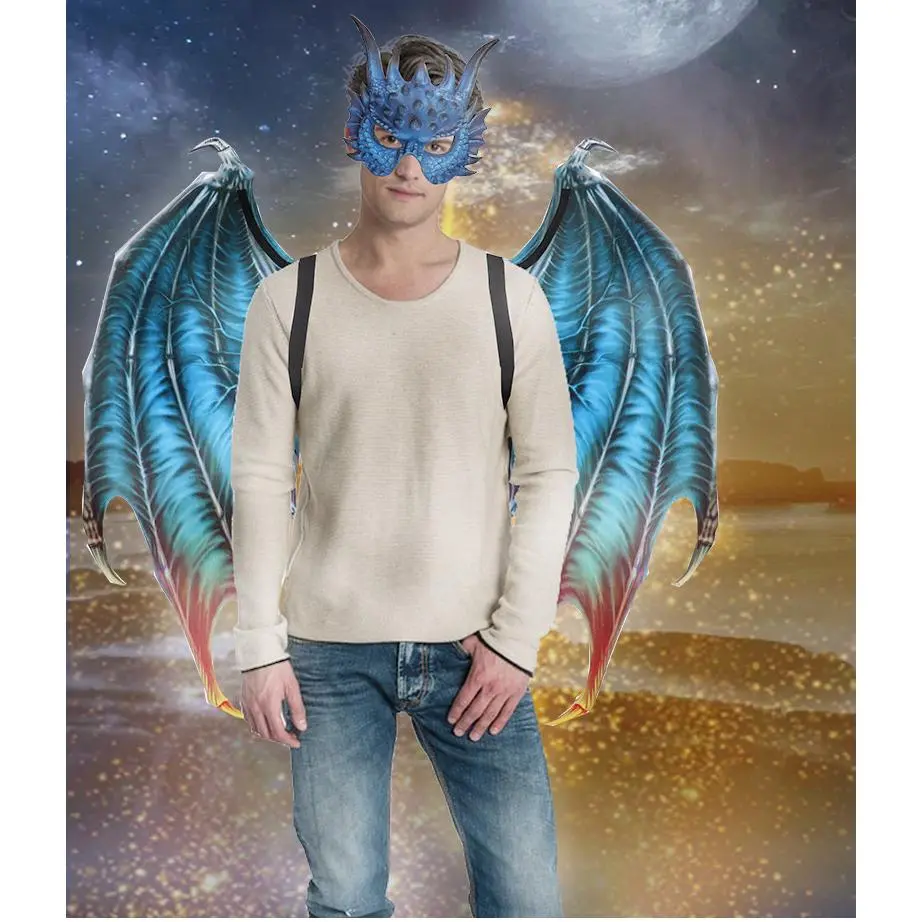 Scary Owl Mask with Dragon Wings Set for Halloween Cosplay Party Prop