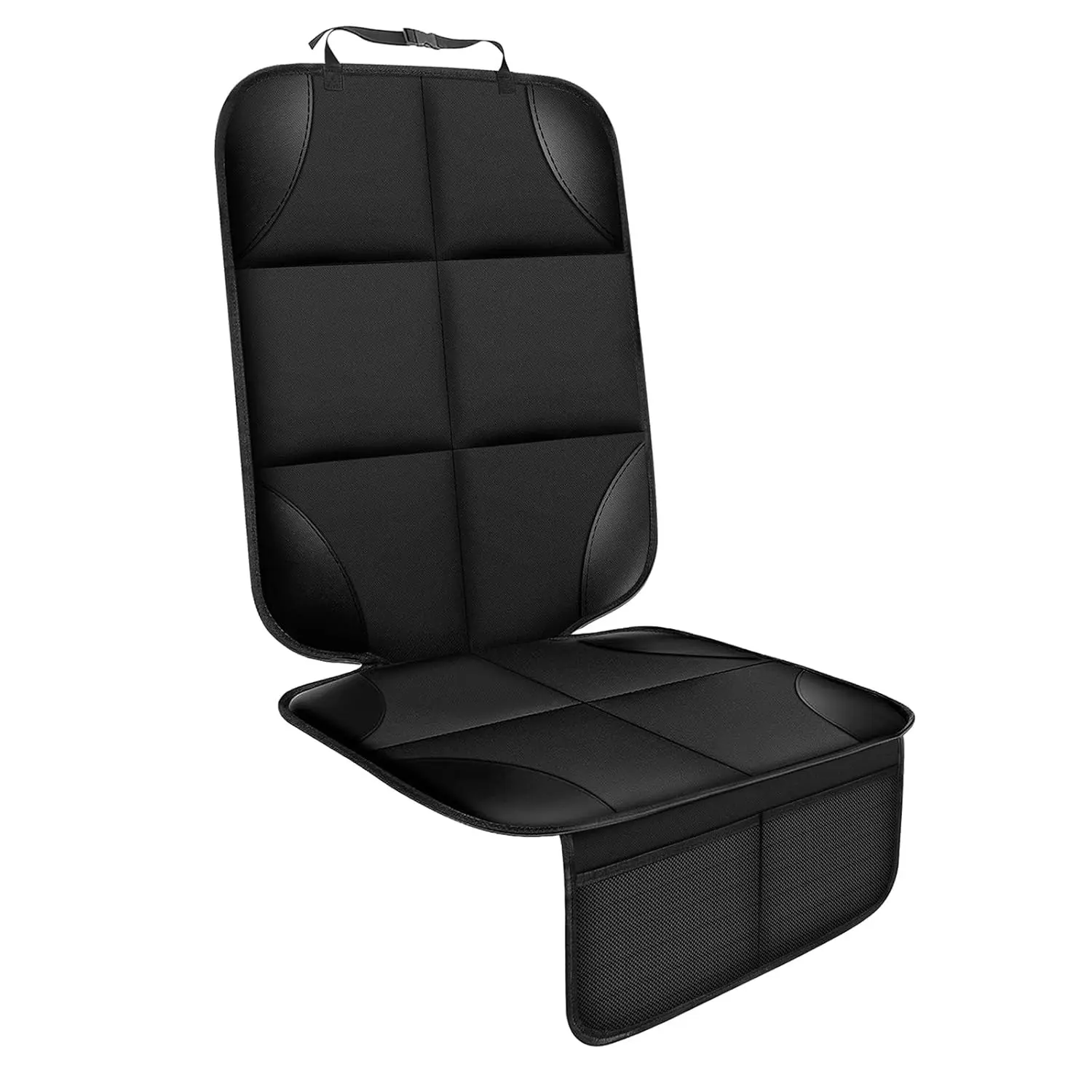 Polyester 600D Heavy-Duty Waterproof Car Seat Protector Mat, Thick Padding, Non-Slip Backing, Cow Pattern Design, Protects Seats for Kids (Black)