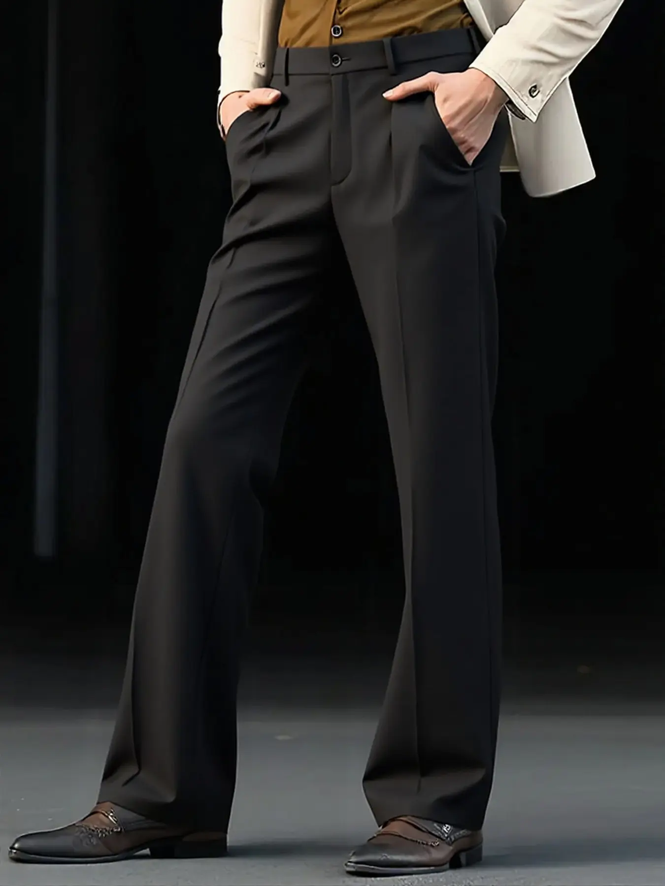 Men's Micro-Flared Business Pants Trouser, Stretchy Formal Wear for Meetings, Weddings, Office, Light Luxury Dates, Versatile Business, All Purpose Pants