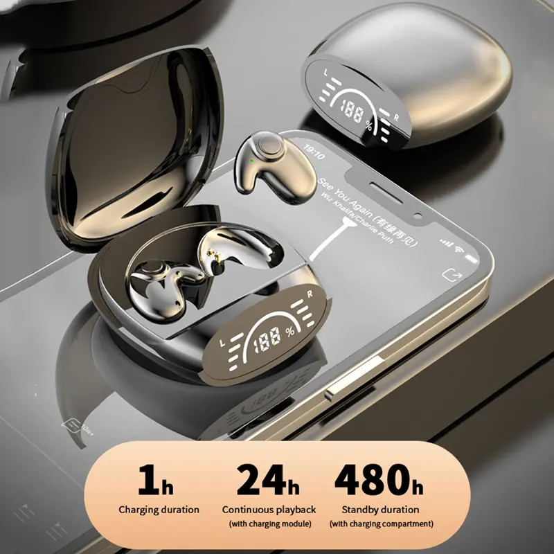 Invisible TWS Bluetooth 5.3 Earbuds, Noise Reduction Wireless Headphones with Stereo Sound for Sleep, Sports and Phone Use