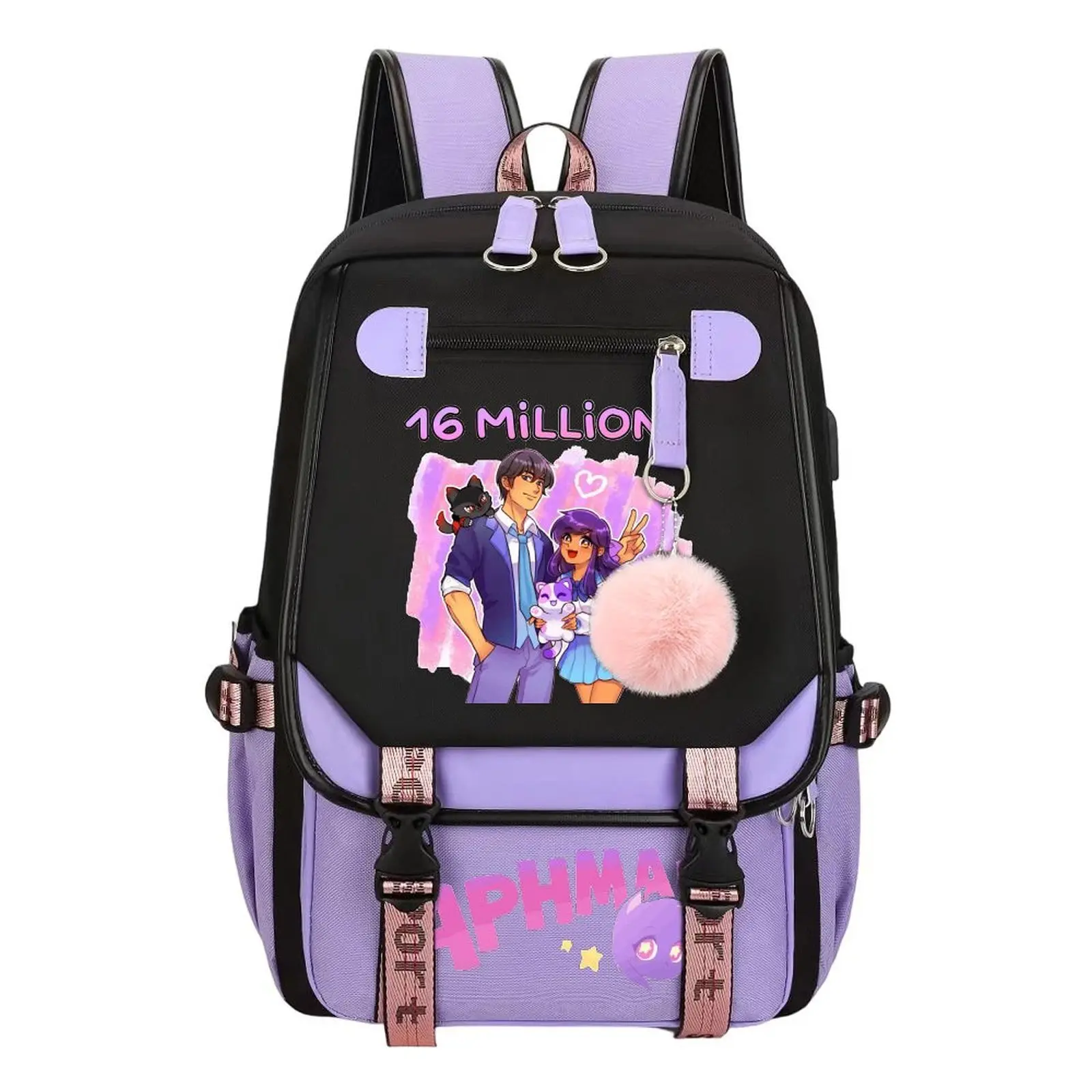 Aphmau Print Backpack for Boys & Girls, Teen Student School Bag, Large Capacity Backpack,  Water-Resistant Durable Design, Multi-Pocket Organizer, Perfect Birthday & Holiday Gift 11.4” × 18.1”