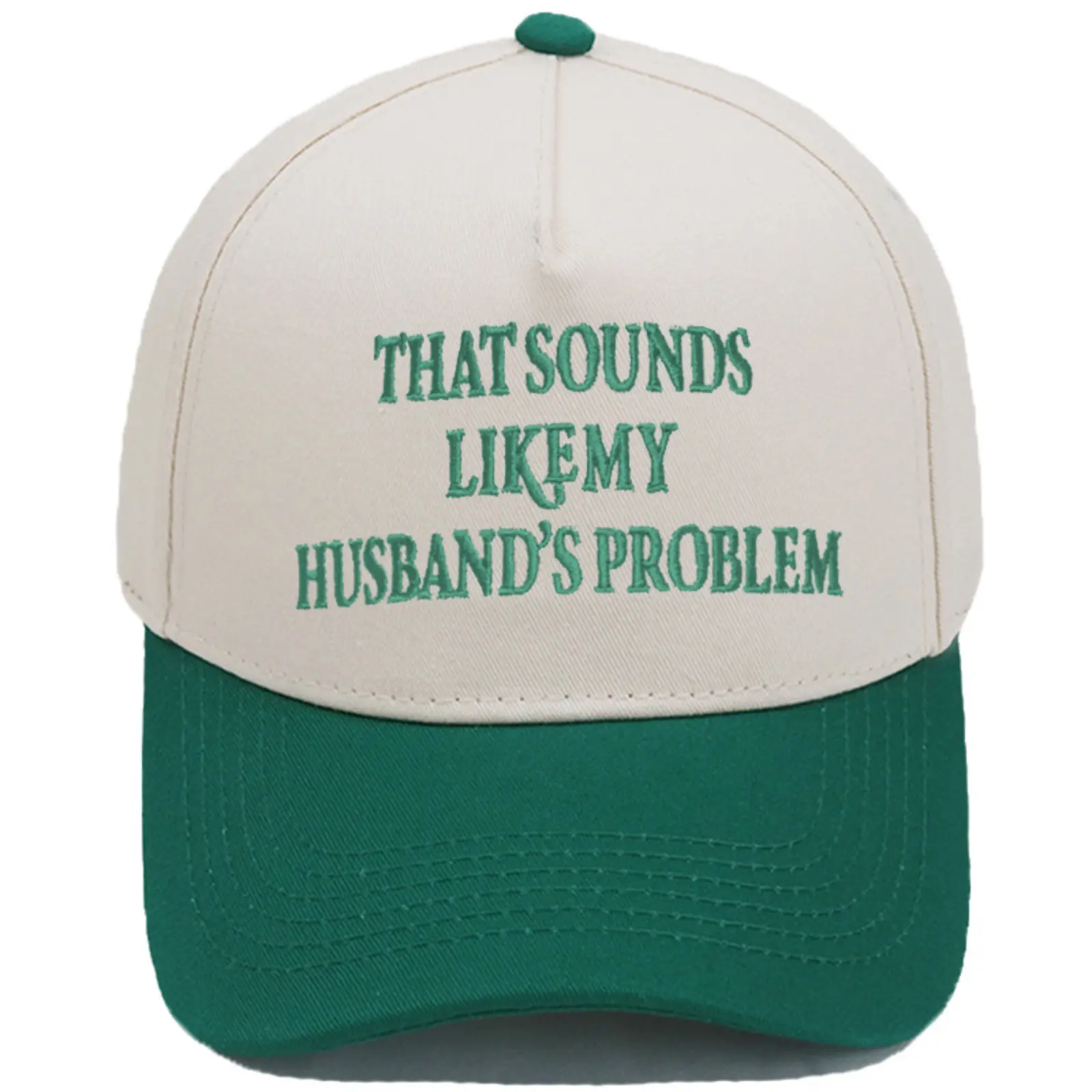 Funny Trucker Hat for Women, Retro Embroidered 'Husband's Problem' Baseball Cap, Green Adjustable Mesh Sun Hat for Summer Travel, Hats For Women, Trucker Hats