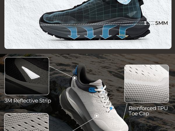 NORTIV 8 Men's Wide Toe Box Running Shoes with Jacquard Mesh Upper Bouncy Support Arch Insole Slip-Resistant Rubber Outsole Airy Breathable Design SpringStatements