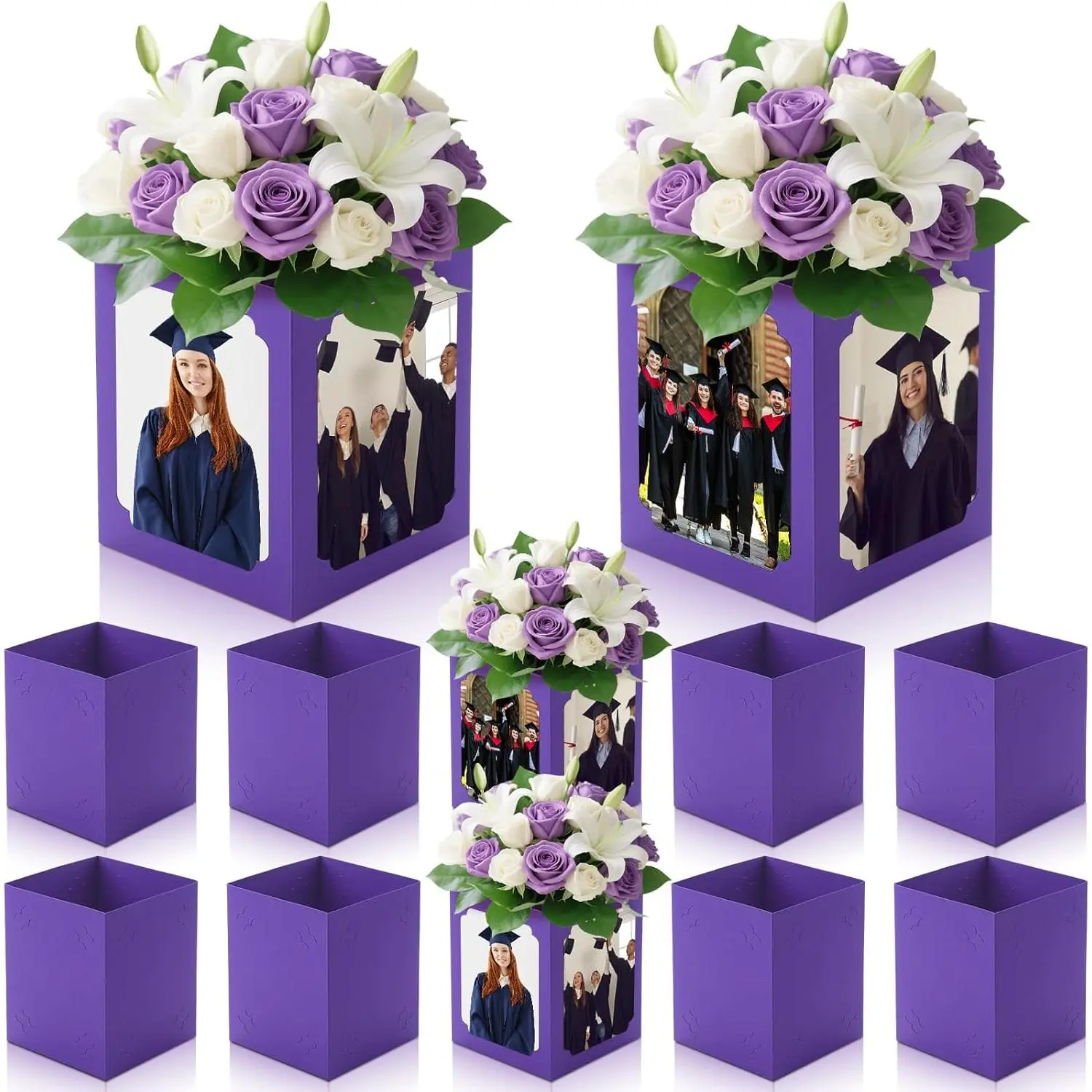 6 count Graduation Box Centerpieces for Table 6/7 Inch Photo Frame Display Congrats Grad Party Favor  Picture Table Box Photo Props Frame for Graduation Decoration()