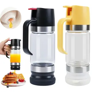 12oz Honey Press Jar, Easy One-Hand Use, Leak-Proof with Stand, Glass Honey Container, Syrup Dispenser for Coffee or Tea, No Drip Honey Distributor